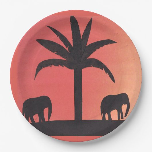 紙プレートウィズエレファントデザイン ペーパープレート (正面)
