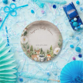 紙プレートウィンターウッドランドアニマルズホワイトフローラ ペーパープレート (パーティー)