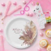 紙プレートウォーターカラーパンパスグラスマウブピンク ペーパープレート (パーティー)