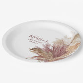 紙プレートウォーターカラーパンパスグラスマウブピンク ペーパープレート (アングル)