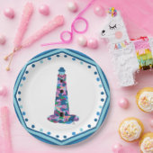 紙プレートウォーターカラーライトハウス付縁どき ペーパープレート (パーティー)