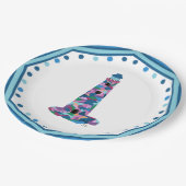 紙プレートウォーターカラーライトハウス付縁どき ペーパープレート (アングル)