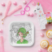 紙プレートグリーンフラッパーガール ペーパープレート (パーティー)