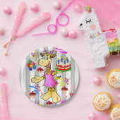 紙プレートグレイ&ホワイトストライプ誕生日 ペーパープレート (パーティー)