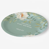 紙プレートシルバーセージユーカリプトゥスホワイトフラワー ペーパープレート (アングル)