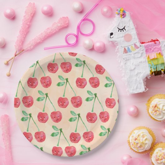紙プレートスイートレッドさくらんぼデリケートなパターン ペーパープレート (パーティー)