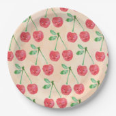 紙プレートスイートレッドさくらんぼデリケートなパターン ペーパープレート (正面)