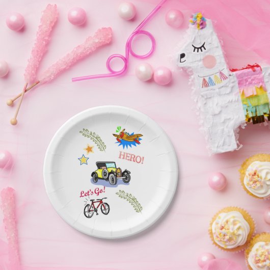 紙プレートズヒーローバイクルフライト ペーパープレート (パーティー)