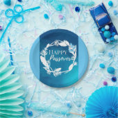 紙プレートハッピーパスソーバーブルーブラウンリースフローラ ペーパープレート (パーティー)