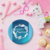 紙プレートハッピーパスソーバーブルーブラウンリースフローラ ペーパープレート (パーティー)