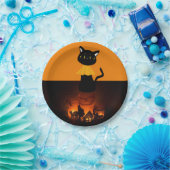 紙プレートハロウィーン黒猫 ペーパープレート (パーティー)