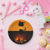 紙プレートハロウィーン黒猫 ペーパープレート (パーティー)