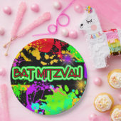 紙プレートバルミツワーブライトネオン絵を描 ペーパープレート (パーティー)