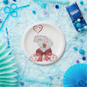 紙プレートバレンタインデイエレファント ペーパープレート (パーティー)