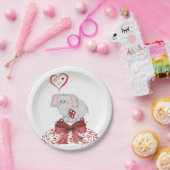 紙プレートバレンタインデイエレファント ペーパープレート (パーティー)