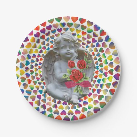 紙プレートバレンタインデエンジェル ペーパープレート (正面)