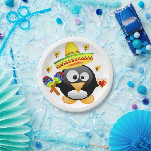 紙プレートバレンタインデペンギンハート ペーパープレート (パーティー)