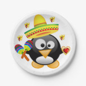 紙プレートバレンタインデペンギンハート ペーパープレート (正面)