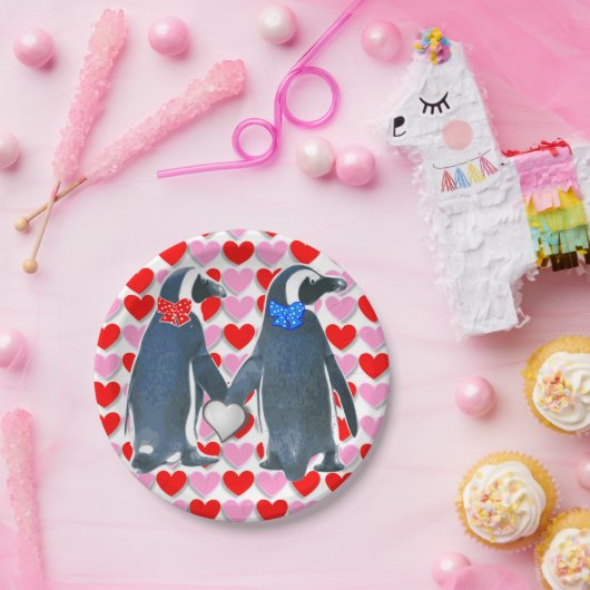 紙プレートバレンタインデペンギン ペーパープレート (パーティー)