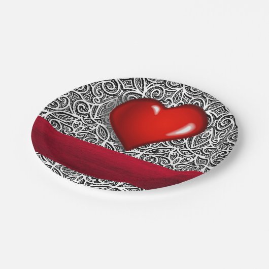 紙プレートバレンタインデーハート ペーパープレート (アングル)