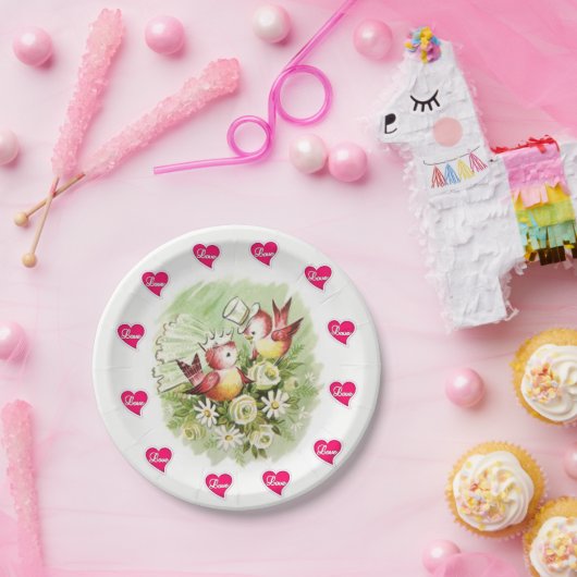紙プレートバレンタインデーヴィンテージ ペーパープレート (パーティー)