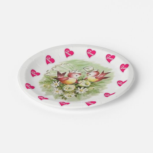 紙プレートバレンタインデーヴィンテージ ペーパープレート (アングル)