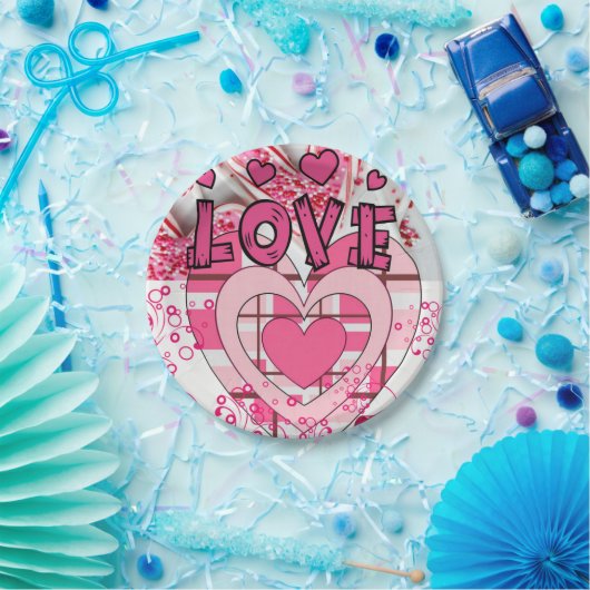 紙プレートバレンタインデー愛 ペーパープレート (パーティー)