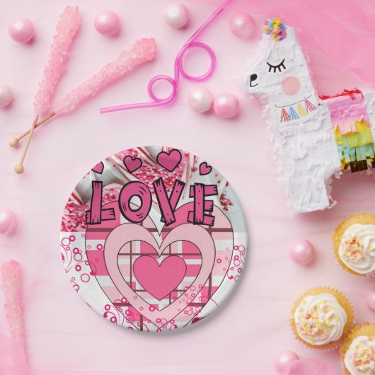 紙プレートバレンタインデー愛 ペーパープレート (パーティー)