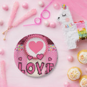 紙プレートバレンタインデー愛 ペーパープレート (パーティー)