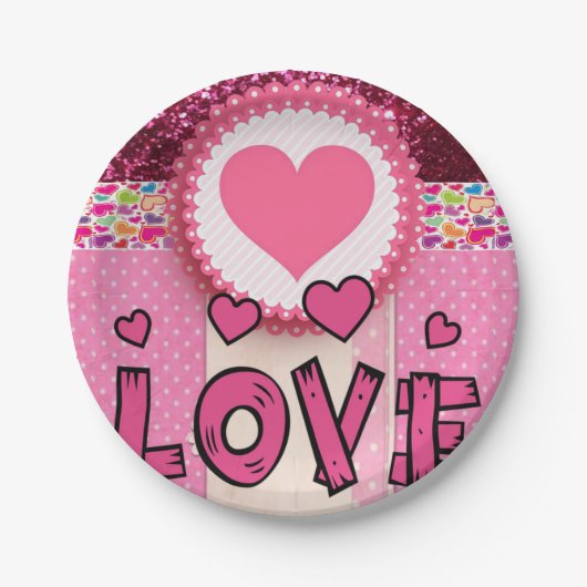 紙プレートバレンタインデー愛 ペーパープレート (正面)