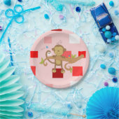 紙プレートバレンタインデー，モンキー ペーパープレート (パーティー)