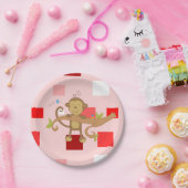 紙プレートバレンタインデー，モンキー ペーパープレート (パーティー)