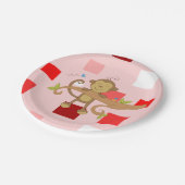 紙プレートバレンタインデー，モンキー ペーパープレート (アングル)