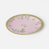 紙プレートピンク「金ゴールド鳥」 ペーパープレート (アングル)