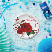 紙プレートフローラレッドローズ ペーパープレート (パーティー)