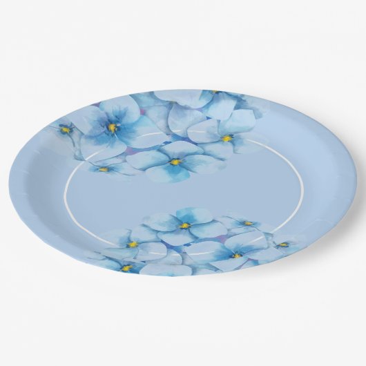 紙プレートブルーアジサイ ペーパープレート (アングル)