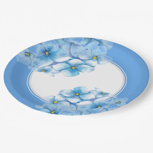 紙プレートブルーアジサイ ペーパープレート (アングル)