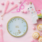 紙プレートブルー「金ゴールド鳥」 ペーパープレート (パーティー)