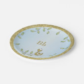 紙プレートブルー「金ゴールド鳥」 ペーパープレート (アングル)