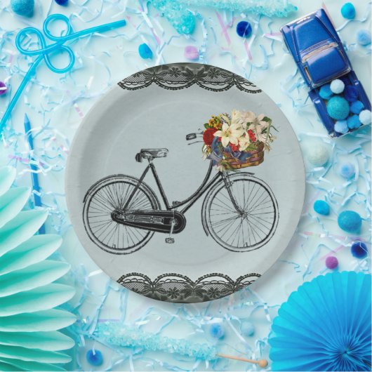 紙プレートミントグリーンアイボリー自転車 ペーパープレート (パーティー)
