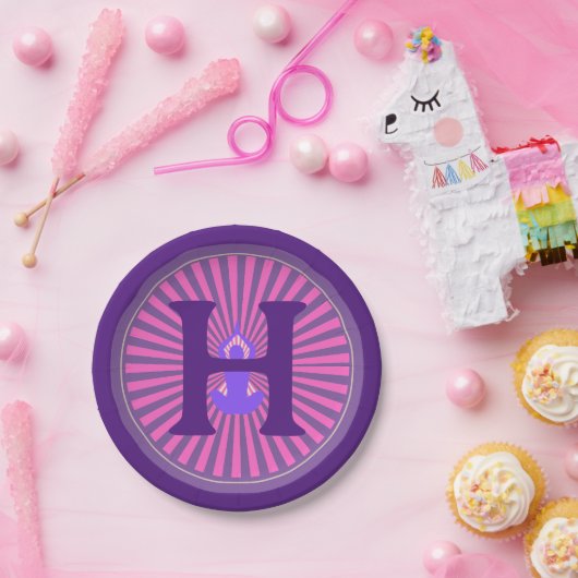 紙プレートヨガゼン – パーソナライズされた追加イニシャル ペーパープレート (パーティー)