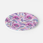 紙プレートラベンダーと羽と花 ペーパープレート (アングル)