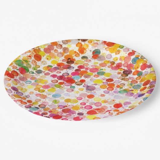 紙プレートレトロアー絵を描レインボー ペーパープレート (アングル)