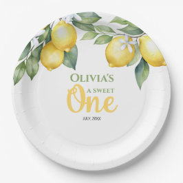紙プレートレモン柑橘類1歳の誕生日。 ペーパープレート