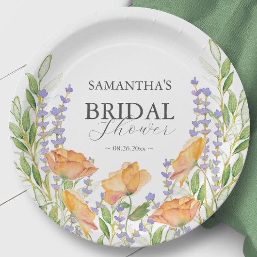 紙プレートワイルドフラワーブライダルシャワー ペーパープレート