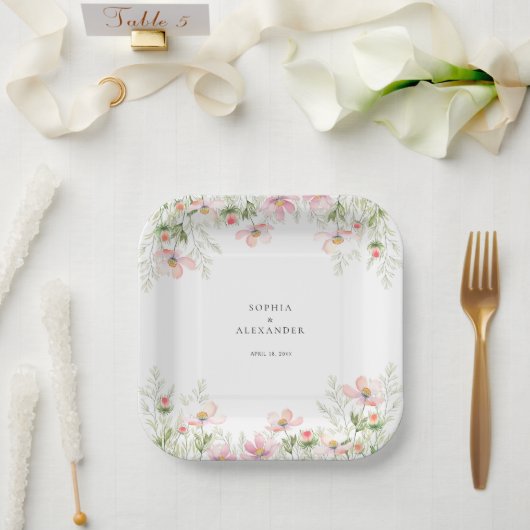 紙プレートワイルドフラワー結婚ズ ペーパープレート (ウェディング)