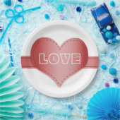 紙プレート付き赤いハートRIbon ペーパープレート (パーティー)