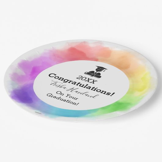 紙プレート卒業式ウォーターカラールックHAMbyWG ペーパープレート (アングル)