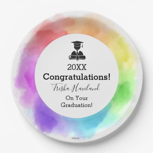 紙プレート卒業式ウォーターカラールックHAMbyWG ペーパープレート (正面)