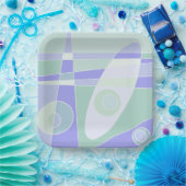 紙プレート抽象芸術サーフィンパステルパープルグリーン ペーパープレート (パーティー)